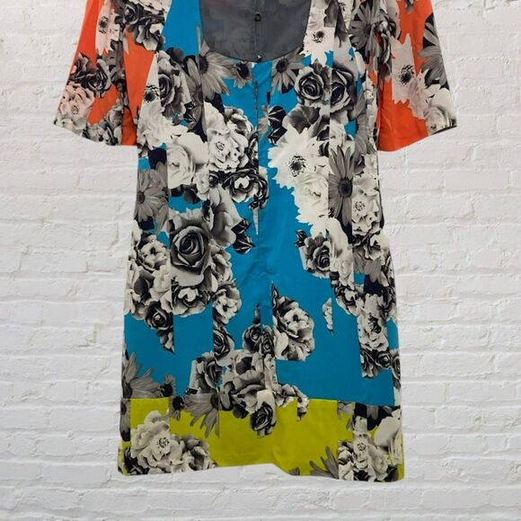 Yoana Baraschi Anthropologie Floral Colorblock Midi Dress S - Picture 12 of 16